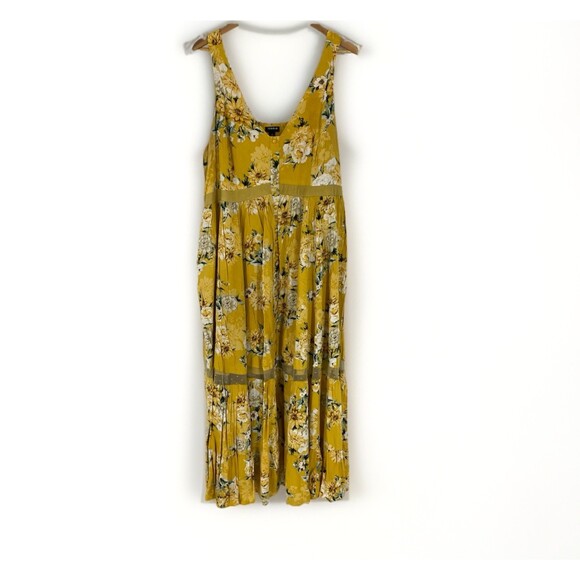 Torrid Dresses & Skirts - Torrid 4X Goldenrod Floral Midi Dress Boho Plus Size Yellow Maxi Style Summer